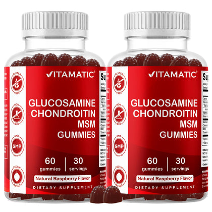 Vitamatic gummies glucosamine chondroitine MSM vue avant du paquet