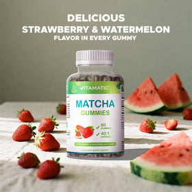 Vitamatic Gummies Matcha 60 Comp. en situation sur une table