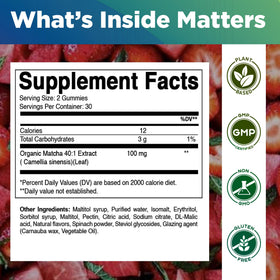 Vitamatic Gummies Matcha 60 Comp. format gélifié avec arôme de fraise et pastèque