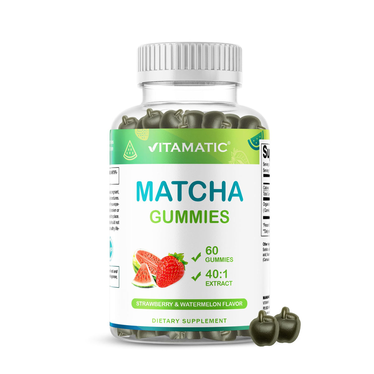 Vitamatic Gummies Matcha 60 Comp. vue de face avec emballage