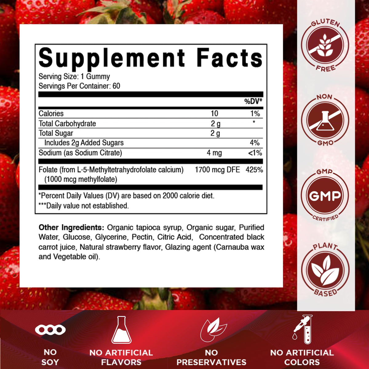 Vitamatic Gummies Méthylfolate 1000 mcg montrant la texture des gummies
