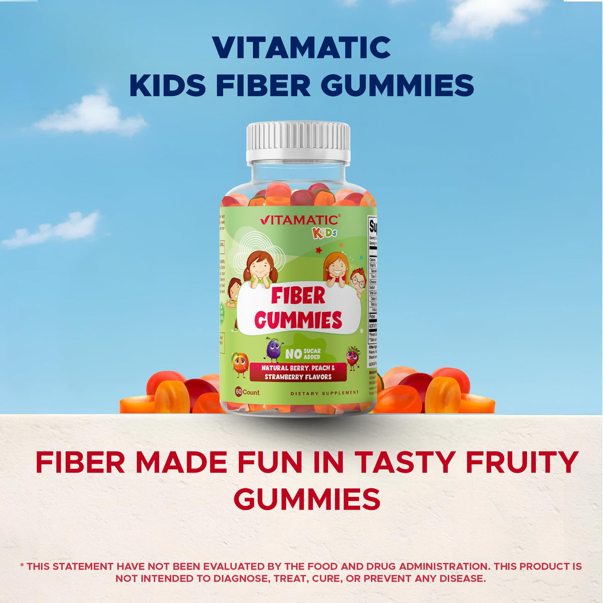 Vitamatic Gummies Prébiotiques Enfants côté de l'emballage
