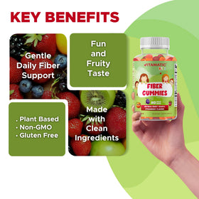 Vitamatic Gummies Prébiotiques Enfants saveurs naturelles de mûre, pêche et fraise