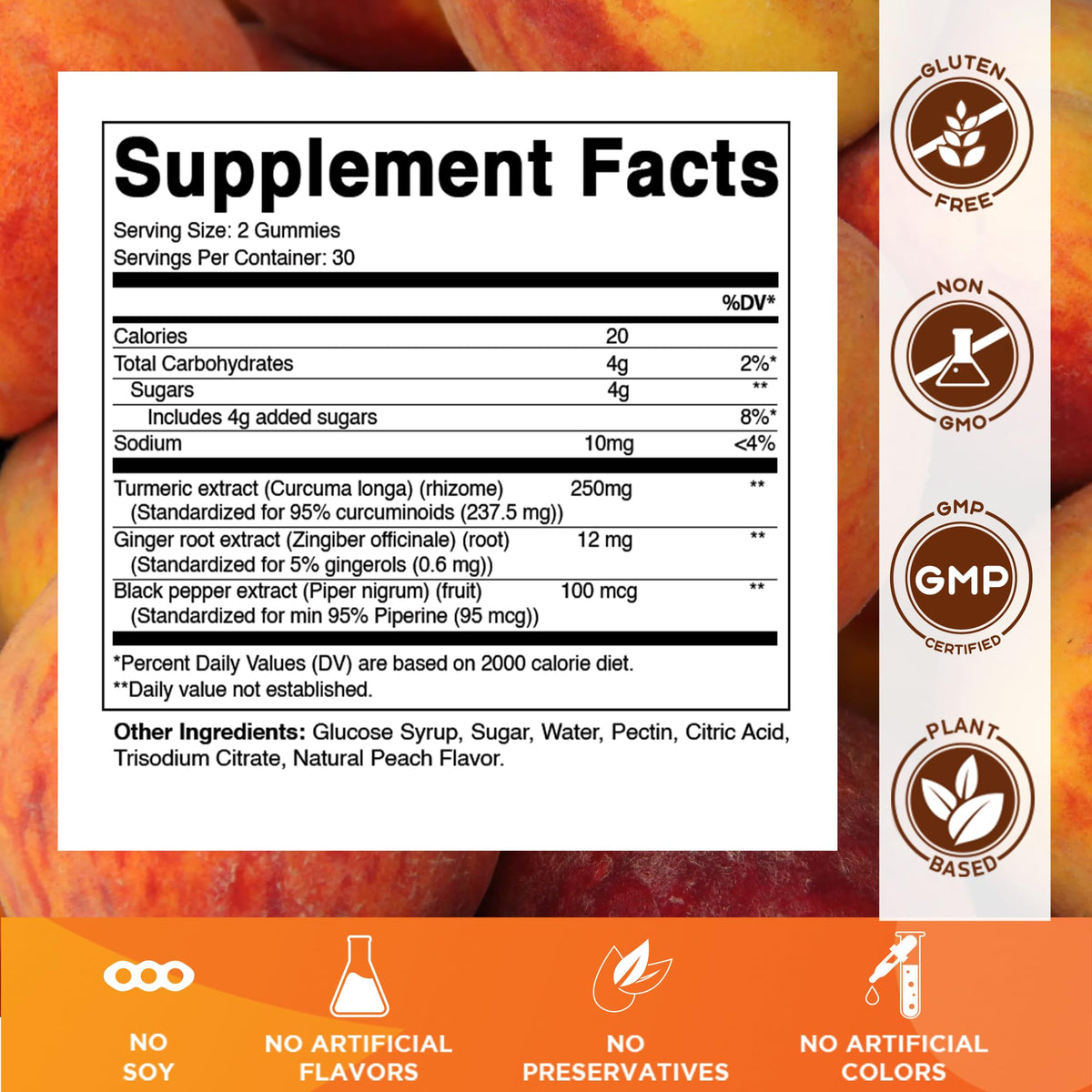 Vitamatic Gummies Vegan Curcuma 250 mg avec un fond de fruits