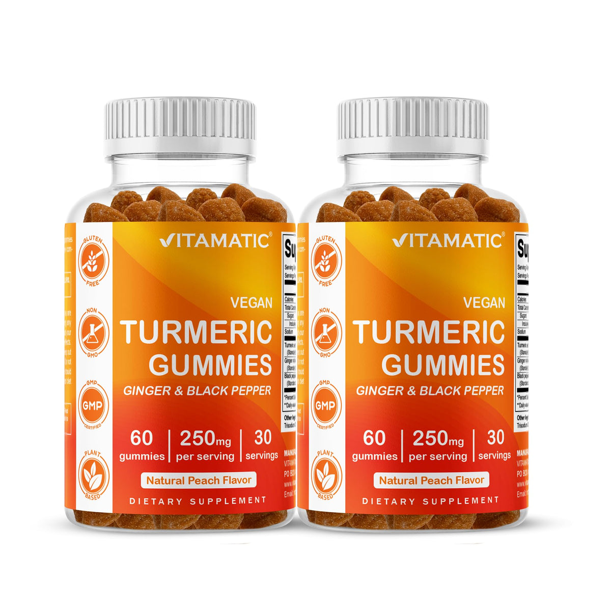 Vitamatic Gummies Vegan Curcuma 250 mg en emballage de 60 gummies