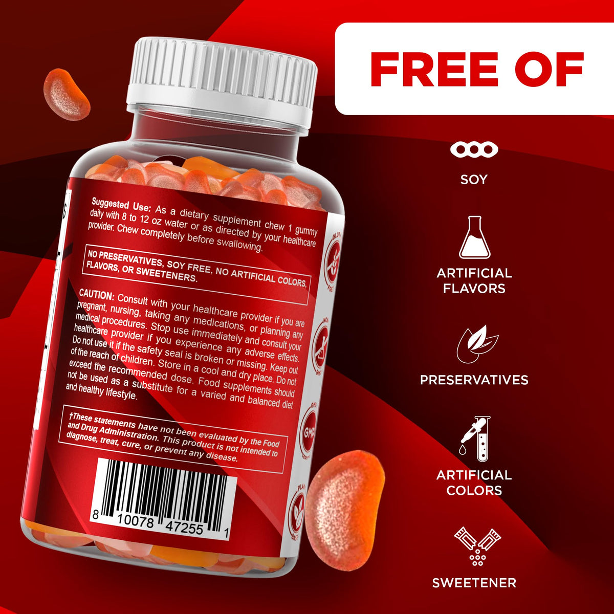 Vitamatic Gummies Vitamine A 25000 UI Saveur Fraise, étiquette du produit