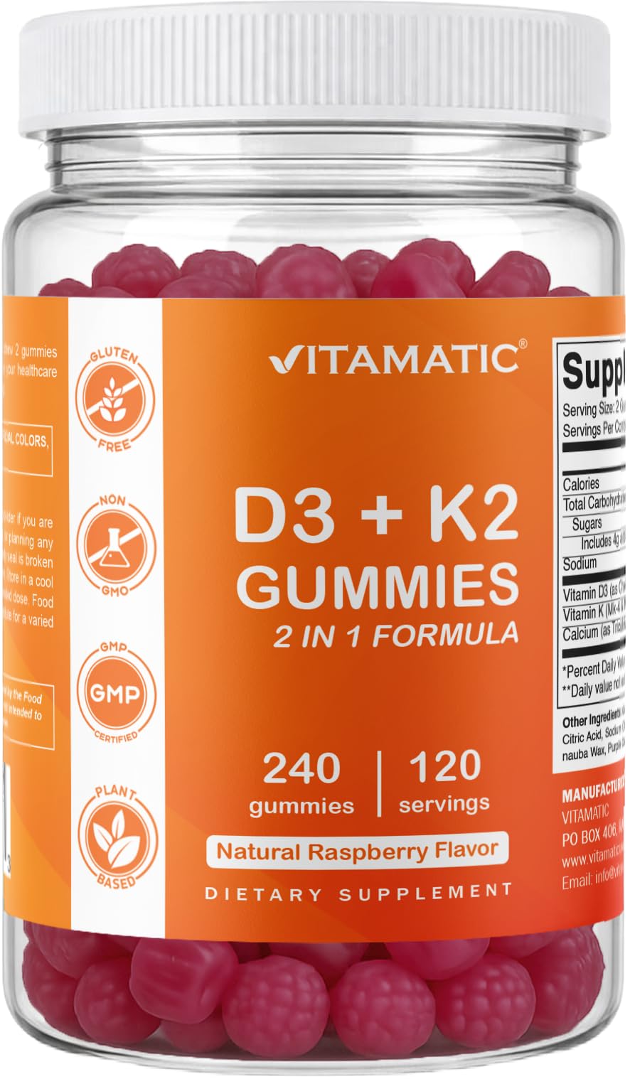Vitamatic Gummies Vitamine D3 K2 240 pièces, vue de face