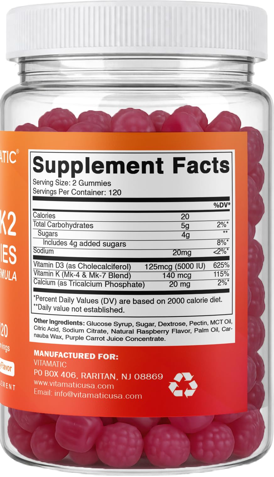 Vitamatic Gummies Vitamine D3 K2, ingrédients