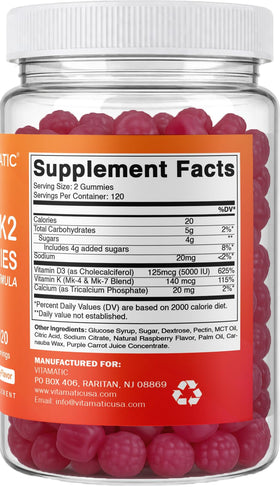Vitamatic Gummies Vitamine D3 K2, ingrédients