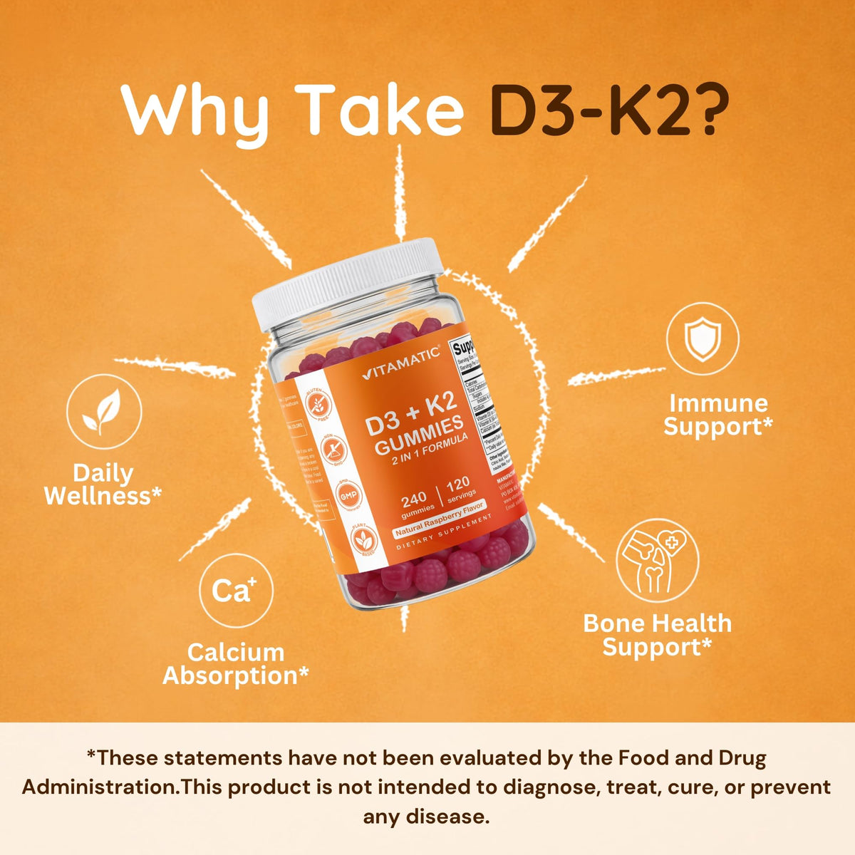 Vitamatic Gummies Vitamine D3 K2, vue de côté