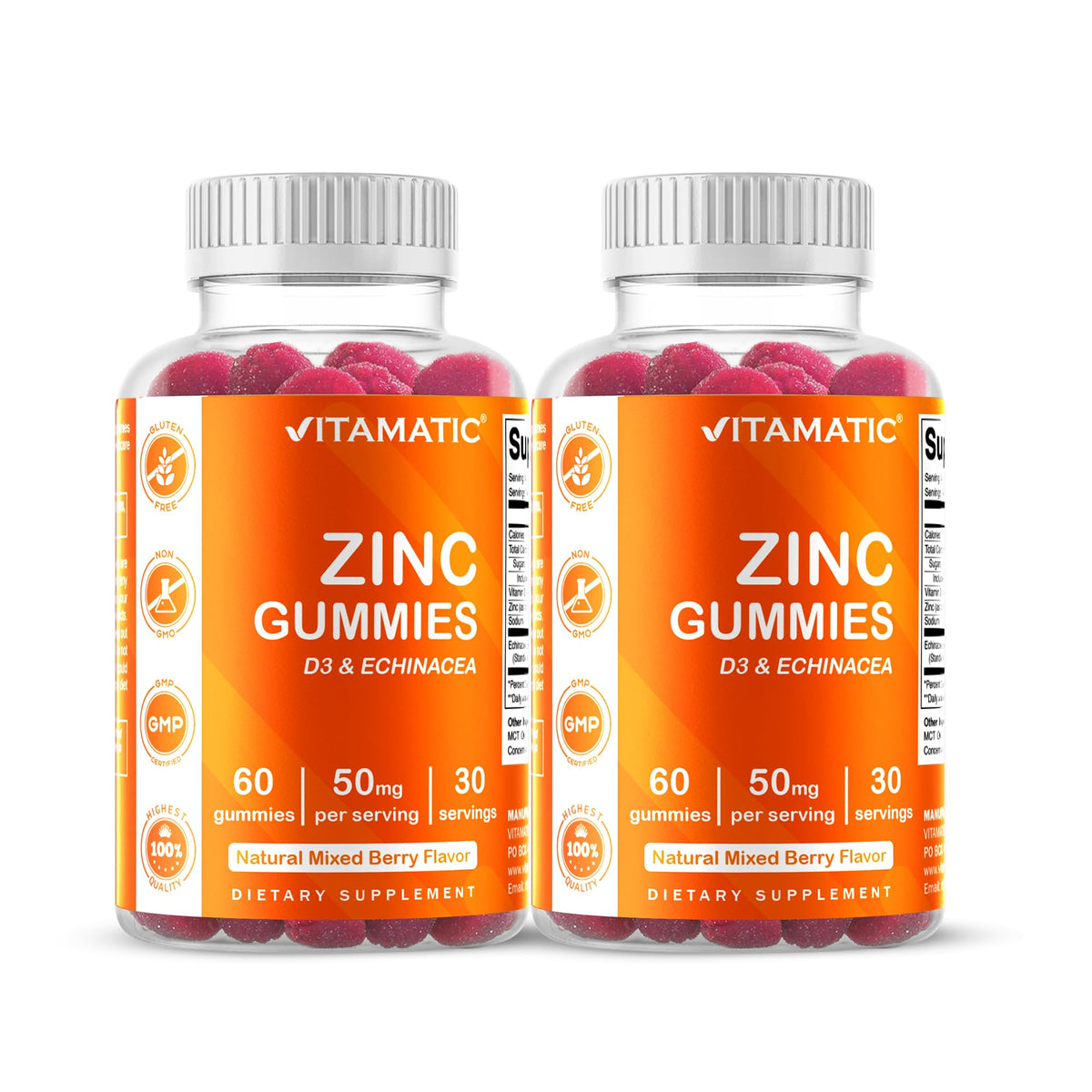 Vitamatic Gummies Zinc 60 gummies en emballage avant