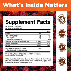 Vitamatic Gummies Zinc avec Vitamine D3 et Échinacée, vue de côté