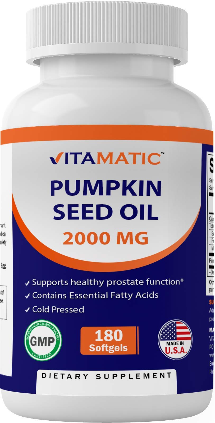Vitamatic Huile de Pépin de Citrouille 2000 mg flacon avant