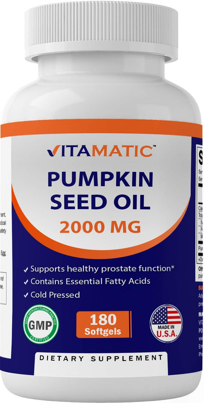 Vitamatic Huile de Pépin de Citrouille 2000 mg flacon avant