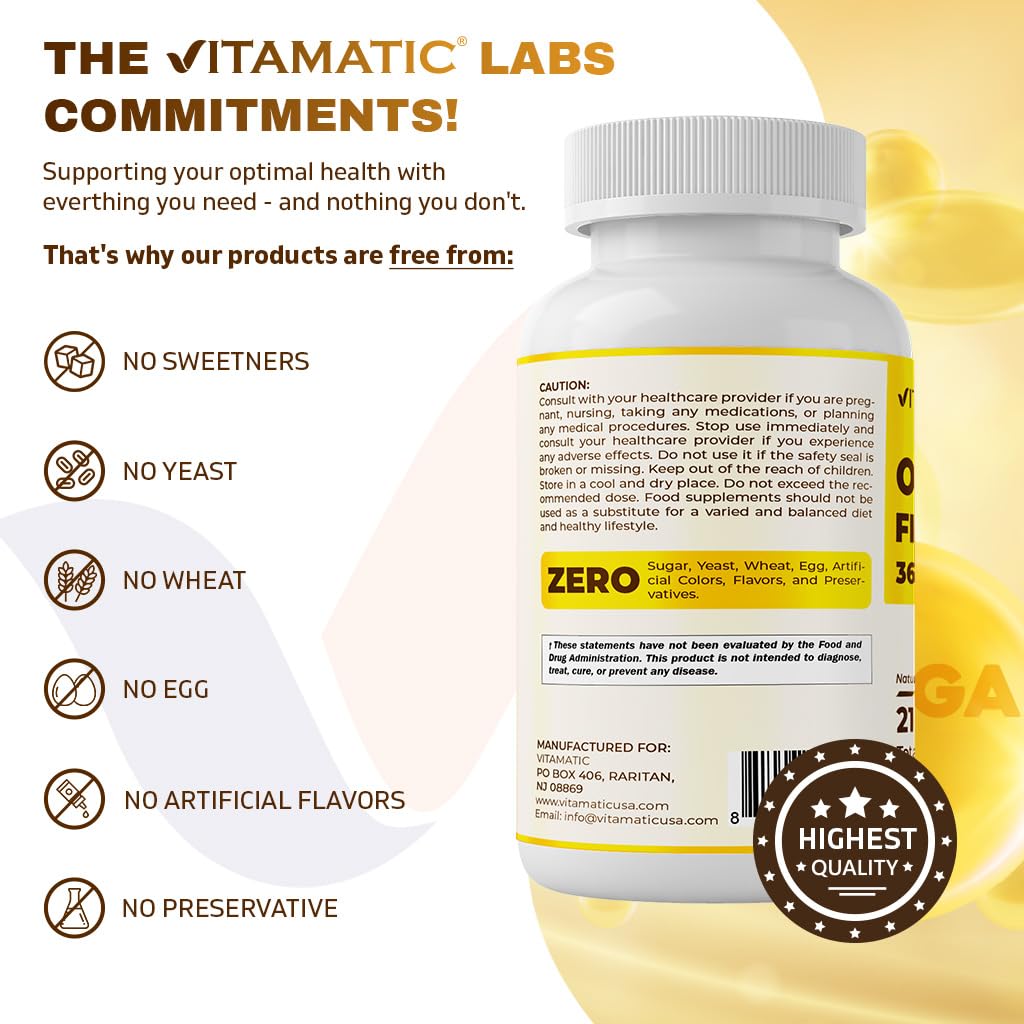 Vitamatic Huile de Poisson Omega 3 3600mg gélules dans une main
