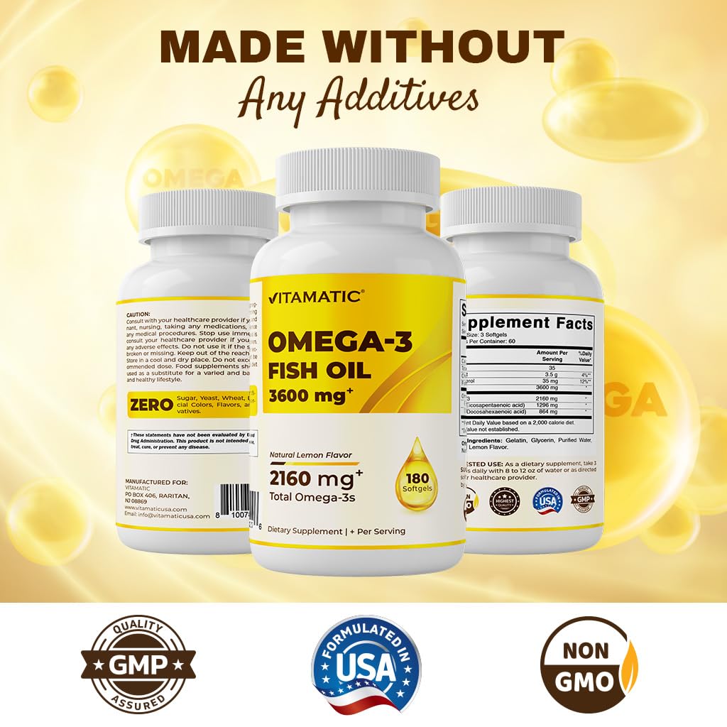 Vitamatic Huile de Poisson Omega 3 gélules avec citron