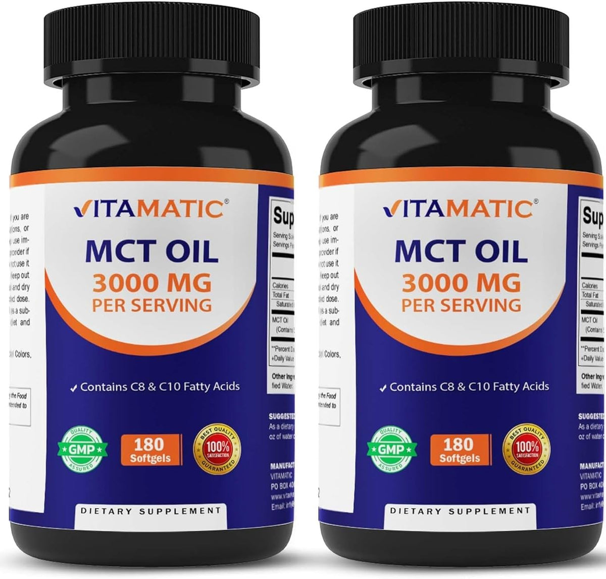 Vitamatic Huile MCT 3000 mg 360 gélules avant