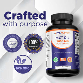 Vitamatic Huile MCT 3000 mg avec un verre d'eau