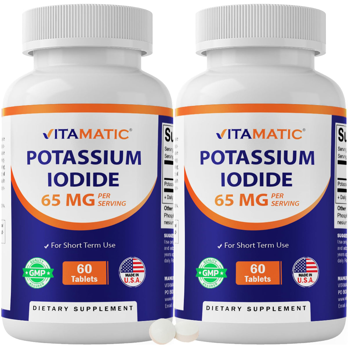 Vitamatic Iodure de Potassium 65 mg 60 Tablettes, vue de face