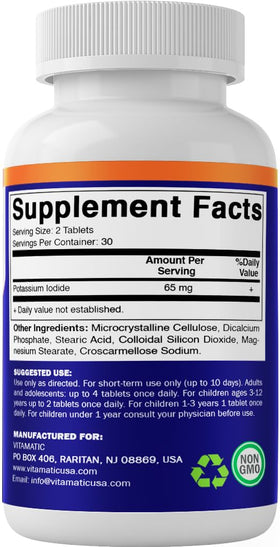 Vitamatic Iodure de Potassium comprimés sur un fond neutre