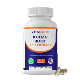 Vitamatic Kudzu Root 20:1 Extract Pills 120 Veg Capsules front view