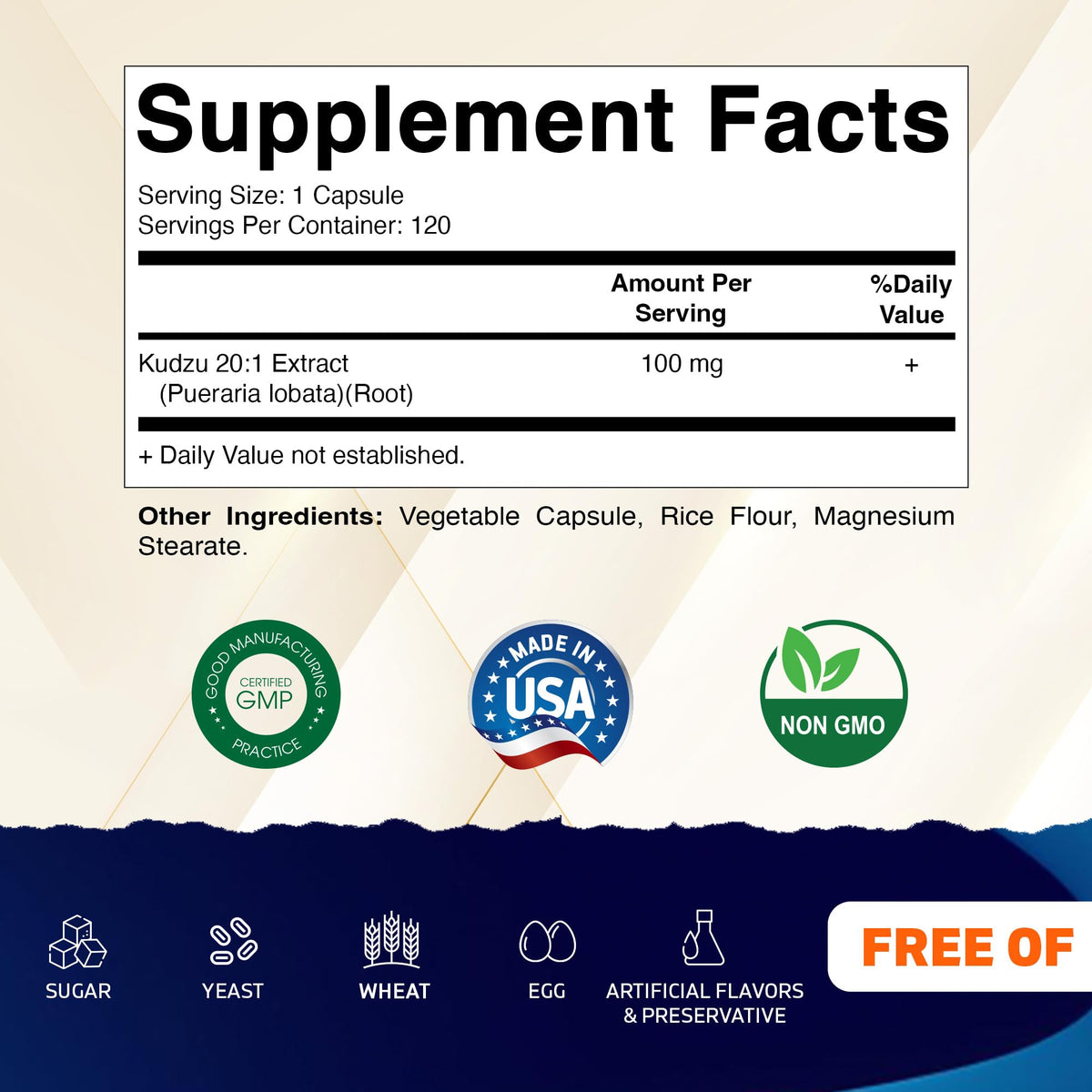 Vitamatic Kudzu Root 20:1 packaging with label details