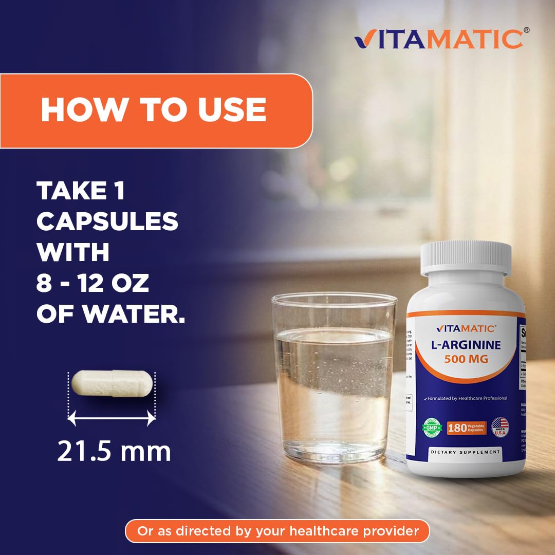 Vitamatic L-Arginine 500mg avec bouteille ouverte