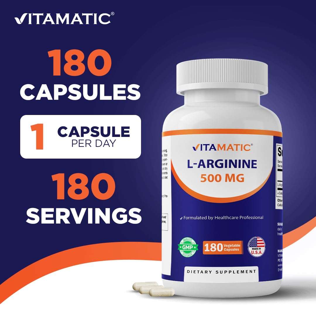 Vitamatic L-Arginine 500mg étiquetage arrière