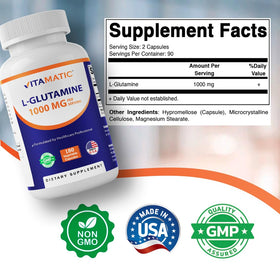Vitamatic L-Glutamine 1000 mg capsules végétariennes près de la boîte
