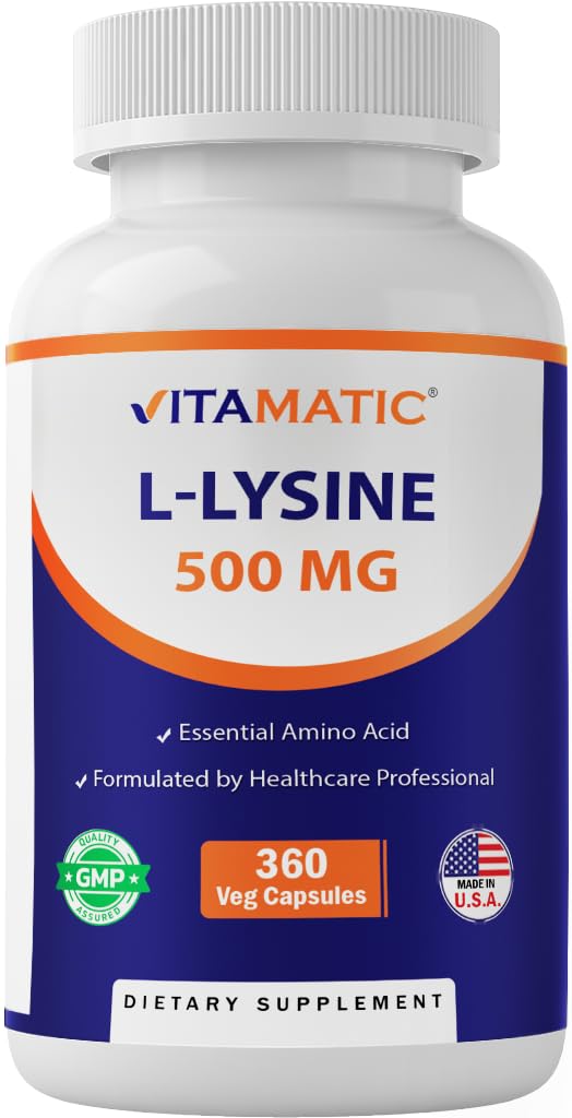 Vitamatic L-Lysine 500 mg 360 capsules végétariennes vue de face