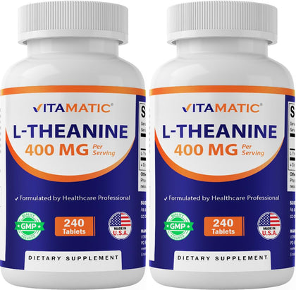 Vitamatic L-Théanine 400mg 240 comprimés vue de face