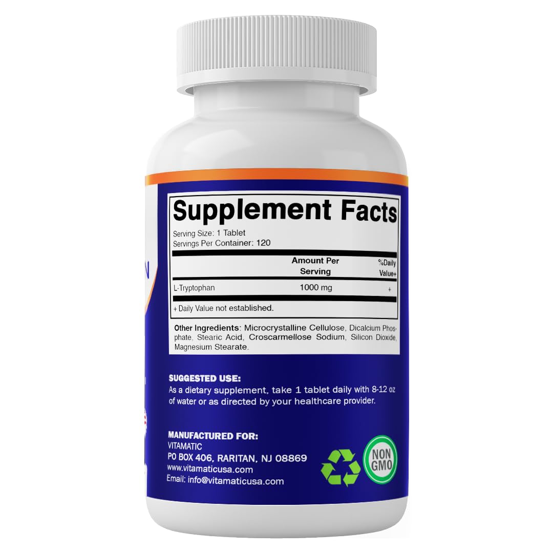 Vitamatic L-Tryptophan 1000 mg comprimés avec un fond de nature