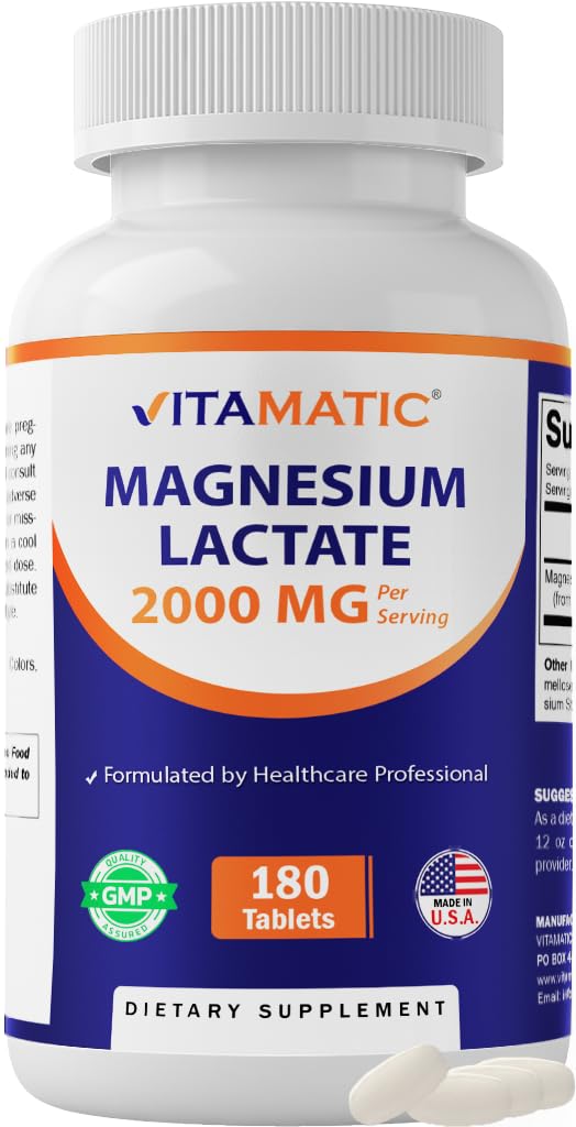 Vitamatic Lactate de Magnésium 2000mg 180 comprimés vue de face