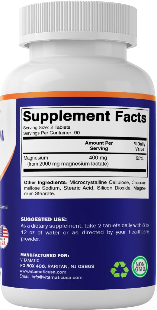 Vitamatic Lactate de Magnésium 2000mg comprimés sur une surface en bois
