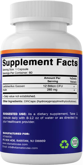 Vitamatic Lactobacillus Gasseri 60 capsules en gros plan