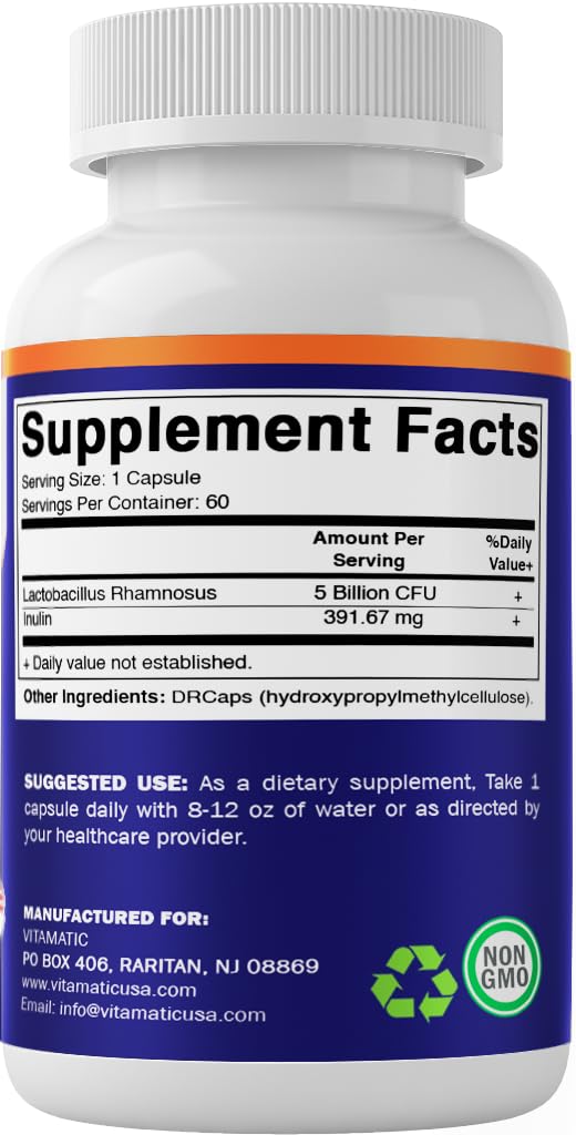 Vitamatic Lactobacillus Rhamnosus capsules en gros plan