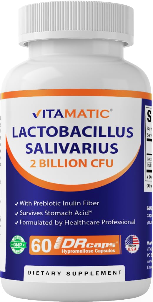 Vitamatic Lactobacillus Salivarius 2 milliards 60 capsules vue de face