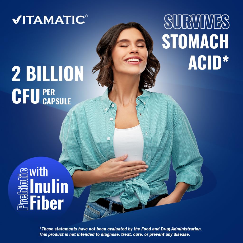 Vitamatic Lactobacillus Salivarius 2 milliards capsules avec verre d'eau