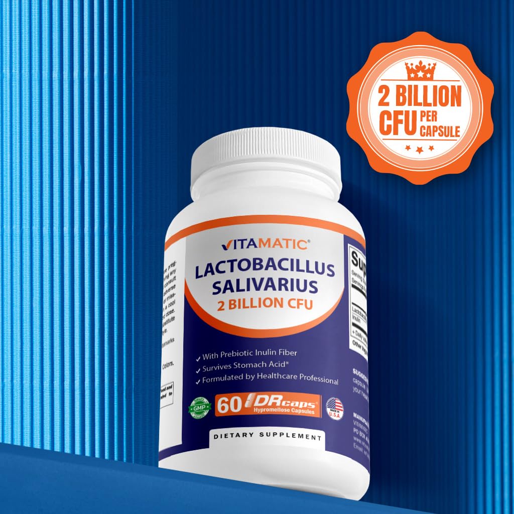Vitamatic Lactobacillus Salivarius capsules dans une main