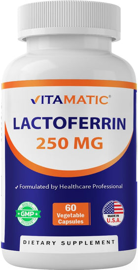 Vitamatic Lactoferrin 250mg 60 capsules végétales vue de face