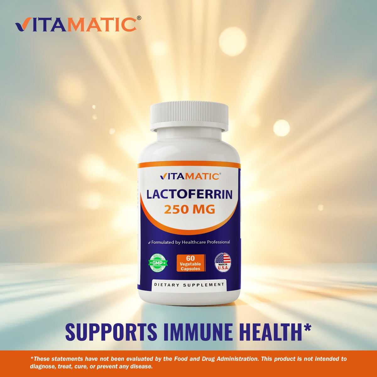 Vitamatic Lactoferrin 250mg capsules avec dosage indiqué