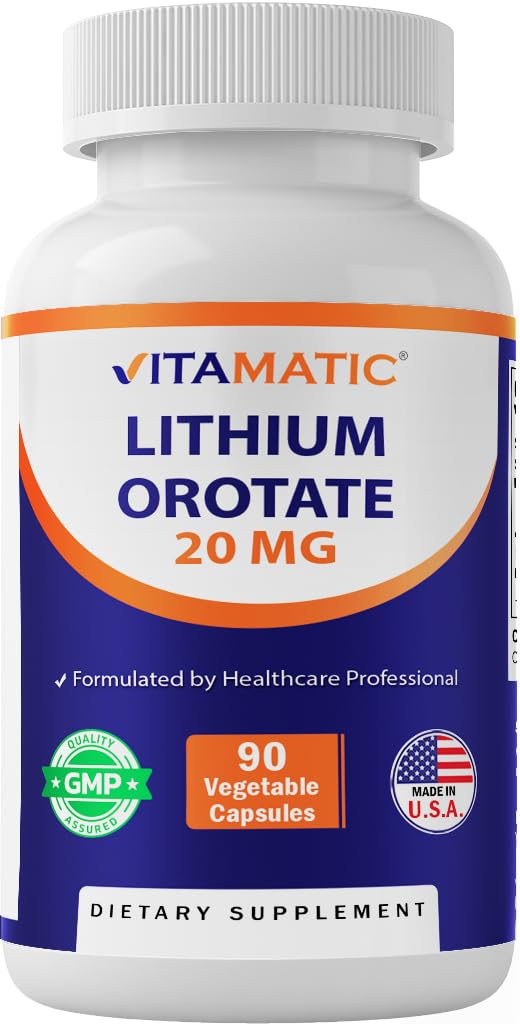 Vitamatic Lithium Orotate 20mg capsules front view