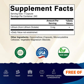 Vitamatic Lithium Orotate 5mg capsules végétales vues de côté