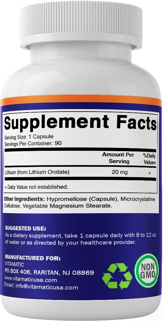 Vitamatic Lithium Orotate bottle in a natural setting