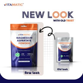 Vitamatic Magnésium Aspartate 1000mg 250g avec un verre d'eau