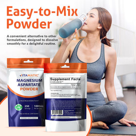Vitamatic Magnésium Aspartate 1000mg 250g dos de l'emballage