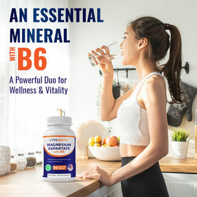 Vitamatic Magnésium Aspartate 400mg avec un verre d'eau