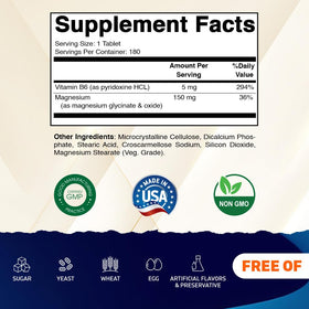 Vitamatic Magnésium B6 180 comprimés végétariens vue arrière