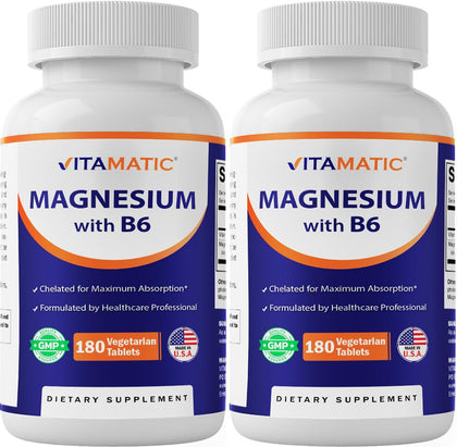 Vitamatic Magnésium B6 180 comprimés végétariens vue avant