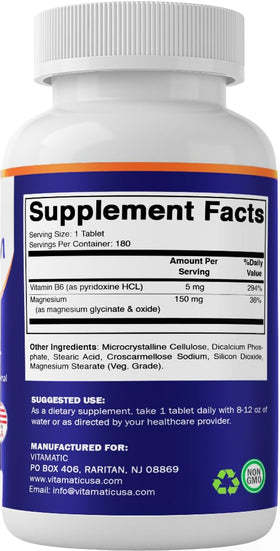 Vitamatic Magnésium B6 comprimés montrant la taille des comprimés